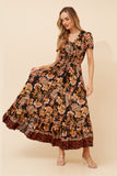 CKM Mia Border Print Maxi Dress Black