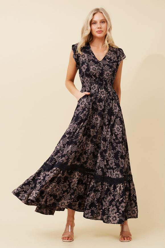 CKM Morocco Floral Maxi Dress Navy