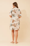 Botteg Moda Nelen Leaf Print Linen Dress Linen