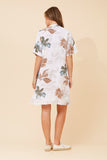 Botteg Moda Nelen Leaf Print Linen Dress White