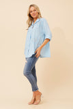 Bottega Moda Ninetta Floral Embroidered Shirt Light Blue