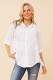 Bottega Moda Ninetta Floral Embroidered Shirt White