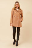 CKM Double Breasted Coat w Gold Buttons Camel