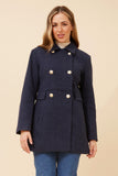 CKM Double Breasted Coat w Gold Buttons Navy