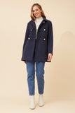 CKM Double Breasted Coat w Gold Buttons Navy