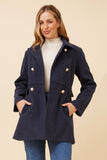 CKM Double Breasted Coat w Gold Buttons Navy