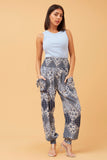 CKM Patchwork Print Boho Harem Pants Blue