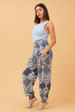 CKM Patchwork Print Boho Harem Pants Blue