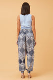 CKM Patchwork Print Boho Harem Pants Blue