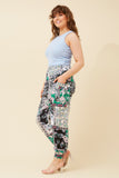 CKM Patchwork Print Boho Harem Pants Multi White