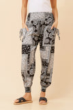 CKM Patchwork Print Harem Pants Black & White