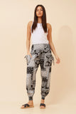 CKM Patchwork Print Harem Pants Black & White
