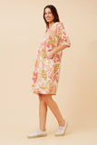 CKM Bottega Moda Floral Print Linen Dress Rust