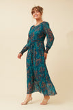 CKM - Priscilla Foil Print Maxi Dress Teal