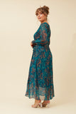 CKM - Priscilla Foil Print Maxi Dress Teal