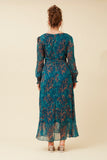 CKM - Priscilla Foil Print Maxi Dress Teal