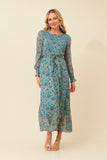 CKM Priscilla Foil Print Maxi Dress Green