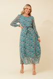 CKM Priscilla Foil Print Maxi Dress Green