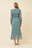 CKM Priscilla Foil Print Maxi Dress Green