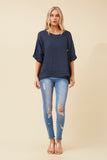 CKM Sien Linen Top Navy