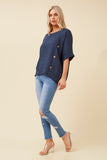 CKM Sien Linen Top Navy