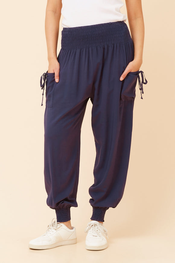 CKM Solid Harem Pants Navy
