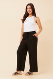 CKM Suzzel Solid Wide Leg Pants Black