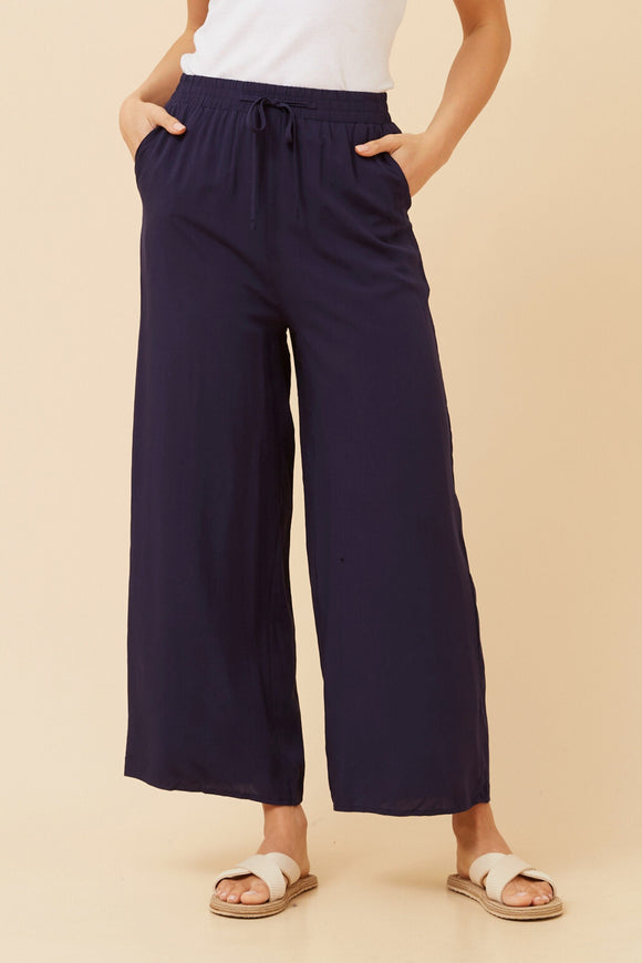 CKM Suzzel Solid Wide Leg Pants Navy