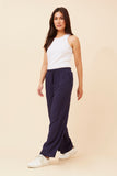 CKM Suzzel Solid Wide Leg Pants Navy