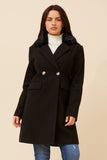CKM Thalia Faux Fur Trim Coat Black