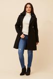CKM Thalia Faux Fur Trim Coat Black