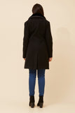 CKM Thalia Faux Fur Trim Coat Black