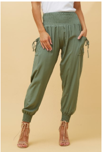 CKM Solid Harem Pants Sage