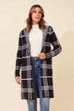 CKM Toronto Check Print Knit Cardigan Navy