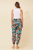 CKM Tropical Print Boho Harem Pants Black