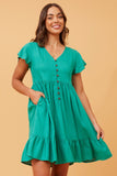 CKM Tulip Babydoll Short Wmns Dress Jade