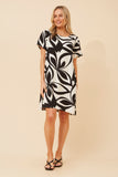 CKM Vine Abstract Print Shift Dress White & Black