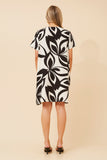 CKM Vine Abstract Print Shift Dress White & Black
