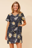 CKM Vine Floral Shift Dress Indigo