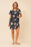 CKM Vine Floral Shift Dress Indigo