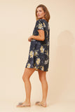 CKM Vine Floral Shift Dress Indigo