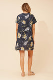 CKM Vine Floral Shift Dress Indigo