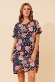 CKM Vine Floral Shift Dress Multi Navy