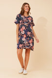 CKM Vine Floral Shift Dress Multi Navy