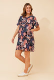 CKM Vine Floral Shift Dress Multi Navy