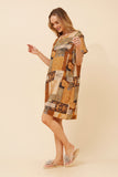 CKM Vine Patchwork Print Shift Dress Rust