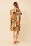 CKM Vine Patchwork Print Shift Dress Rust