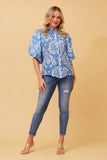 CKM Wilkie Boho Puff Sleeve Wmns Shirt Cobalt Blue