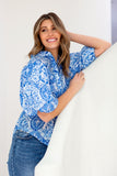 CKM Wilkie Boho Puff Sleeve Wmns Shirt Cobalt Blue