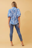 CKM Wilkie Boho Puff Sleeve Wmns Shirt Cobalt Blue